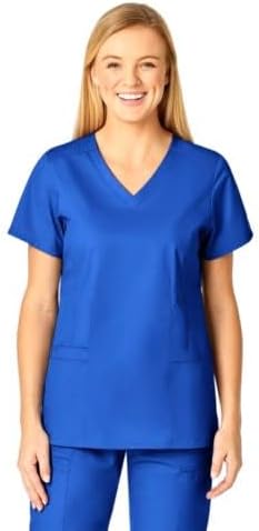 WINK WonderWORK Women's Shaped V-Neck Scrub Top Royal