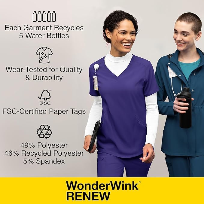 Wink Renew Women's V-Neck Scrub Top Ceil Blue